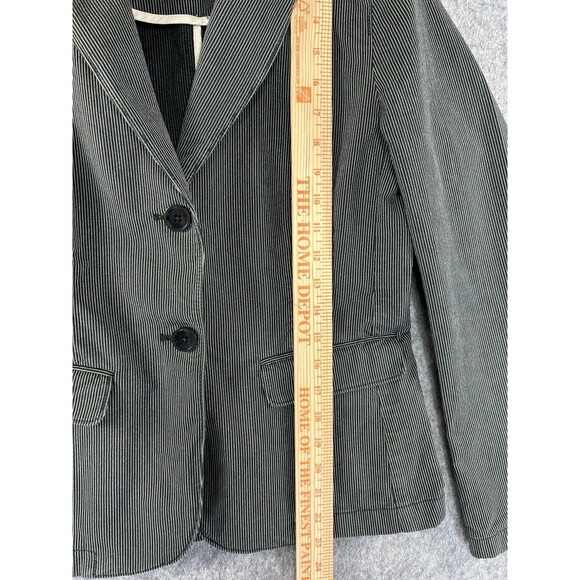 Gap Black Pinstripe Blazer Notch Collar Women Size 6 Academia Career Business - Picture 6 of 9